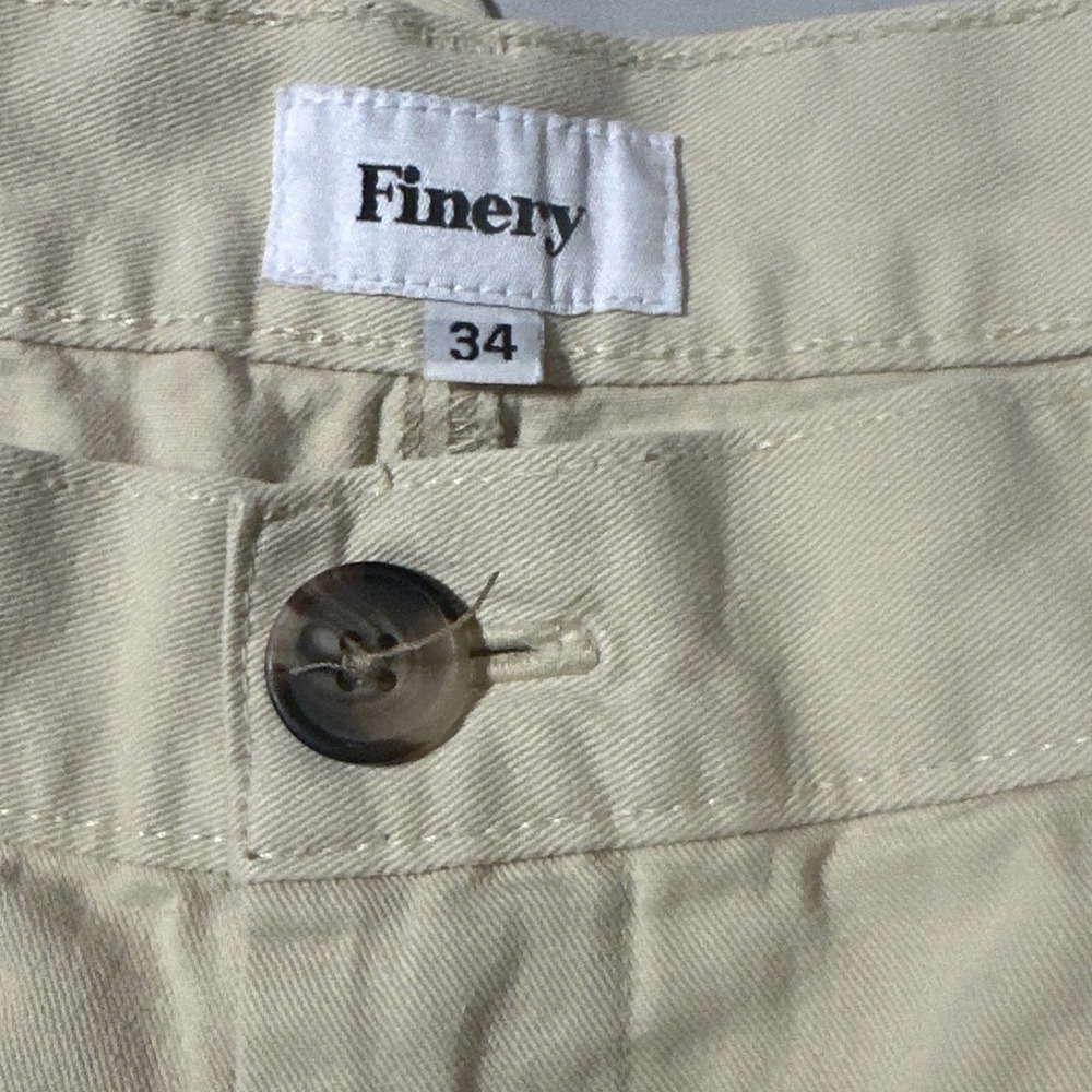 Finery Mens Cotton Chino Pants Sand Beige Straight Leg Trousers Size 34